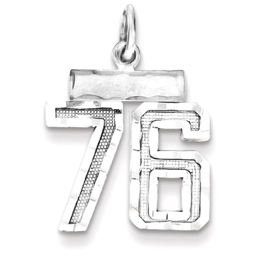 IceCarats 925 Sterling Silver Small #76 Pendant Charm Necklace Sport Number