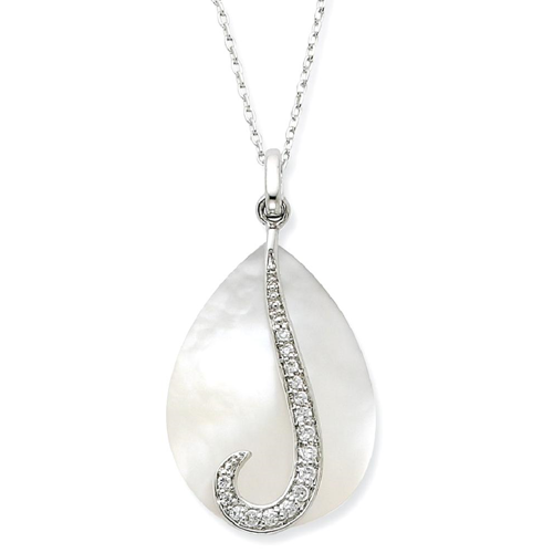 IceCarats 925 Sterling Silver Mother Of Pearl Cubic Zirconia Cz Tear From Heaven 18 Inch Chain Necklace Inspirational
