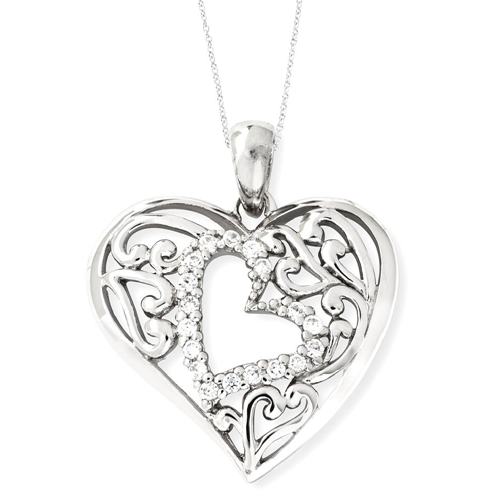 IceCarats 925 Sterling Silver Cubic Zirconia Cz Forever In My Heart 18 Inch Chain Necklace Love Inspirational