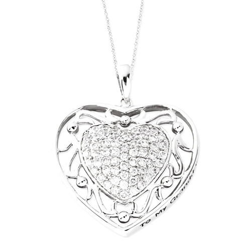 IceCarats 925 Sterling Silver Cubic Zirconia Cz To My Granddaughter 18 Inch Heart Chain Necklace Love Inspirational