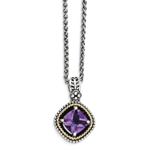 IceCarats 925 Sterling Silver 14k Purple Amethyst Chain Necklace Gemstone