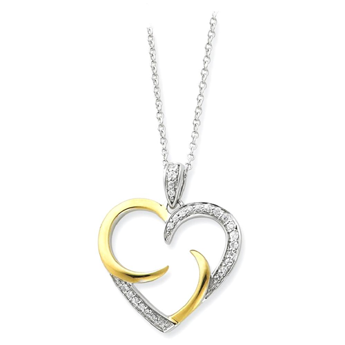 IceCarats 925 Sterling Silver Gold Plated The Arms Of Love 18 Inch Heart Chain Necklace Inspirational Cz