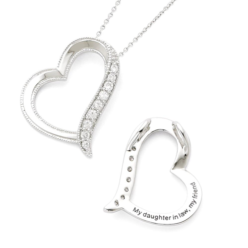 IceCarats 925 Sterling Silver Cubic Zirconia Cz Daughter In Law 18 Inch Chain Necklace Love Inspirational