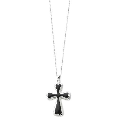 IceCarats 925 Sterling Silver Cubic Zirconia Cz Enameled My Refuge 18 Inch Chain Necklace Cross Crucifix Inspirational