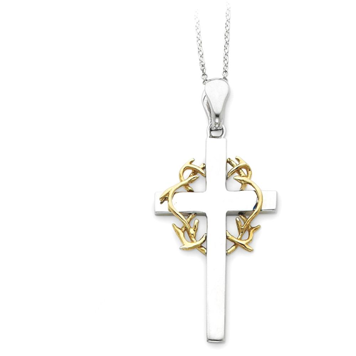 IceCarats 925 Sterling Silver Gold Plated No Greater Love Cross Religious 18 Inch Chain Necklace Crucifix Inspirational