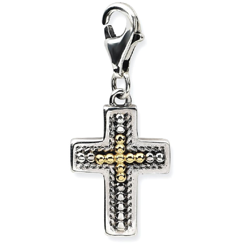 IceCarats 925 Sterling Silver 14k 3 D Cross Religious Lobster Clasp Pendant Charm Necklace