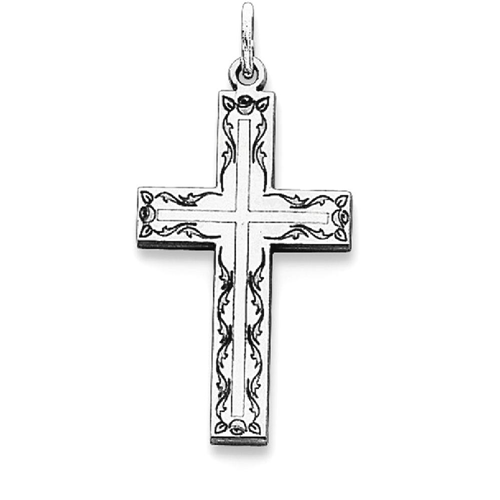 IceCarats 925 Sterling Silver Laser Designed Cross Religious Pendant Charm Necklace Latin
