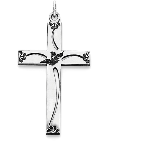 IceCarats 925 Sterling Silver Laser Designed Cross Religious Pendant Charm Necklace Latin Dove