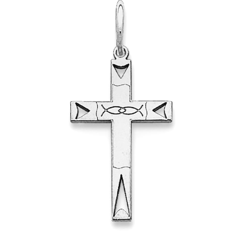 IceCarats 925 Sterling Silver Laser Designed Cross Religious Pendant Charm Necklace Ichthu Latin