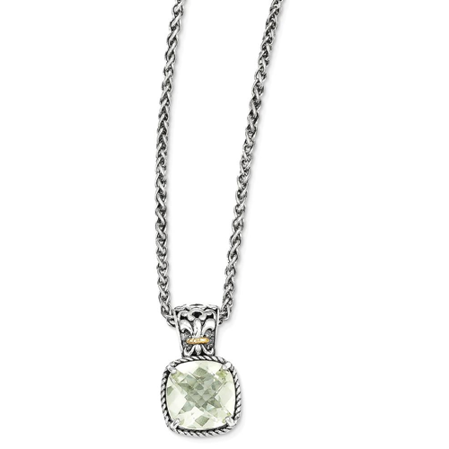 IceCarats 925 Sterling Silver 14k Green Quartz Chain Necklace Gemstone