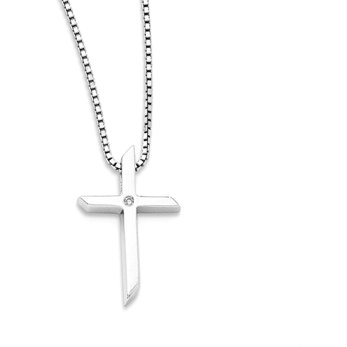 IceCarats 925 Sterling Silver .01ct. Diamond Cro925 Chain Necklace Cross