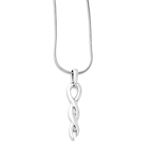 IceCarats 925 Sterling Silver .02ct. Diamond Twist Chain Necklace