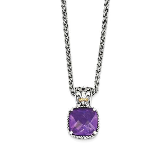 IceCarats 925 Sterling Silver 14k Purple Amethyst Chain Necklace Gemstone