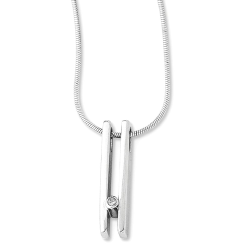 IceCarats 925 Sterling Silver .02ct. Diamond Chain Necklace