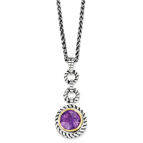 IceCarats 925 Sterling Silver Gold Tone Flash Gp Purple Amethyst Chain Necklace Gemstone
