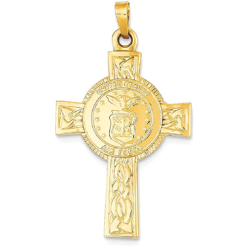 IceCarats 14k Yellow Gold Cross Religious Air Force Insignia Pendant Charm Necklace Military Medal Latin
