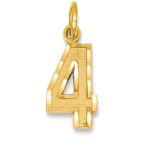 IceCarats 14k Yellow Gold Casted Small Number 4 Pendant Charm Necklace Sport