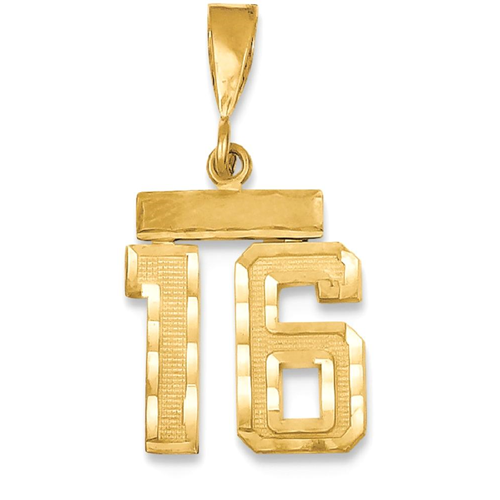 IceCarats 14k Yellow Gold Small Number 16 Pendant Charm Necklace Sport