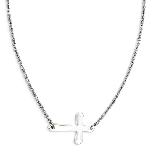 IceCarats Stainless Steel Sideways Cross Religious Chain Necklace Crucifix