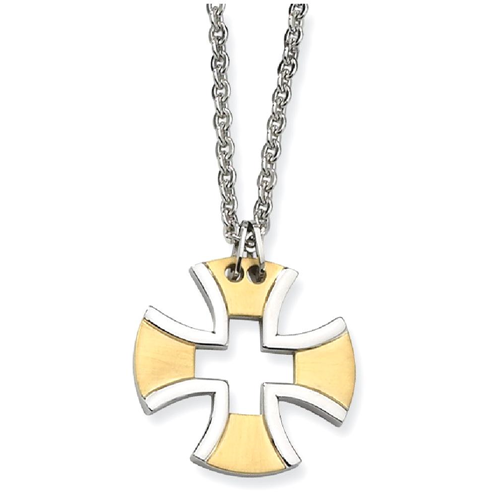 IceCarats Stainless Steel Yellow Plated Cross Religious 18 Inch Chain Necklace Crucifix