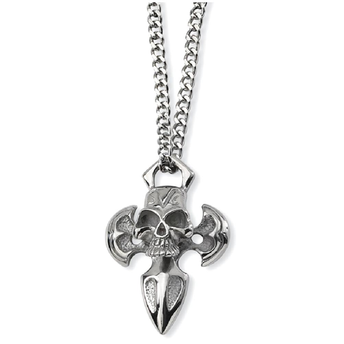 IceCarats Stainless Steel Cross Religious Skull Chain Necklace Gothic