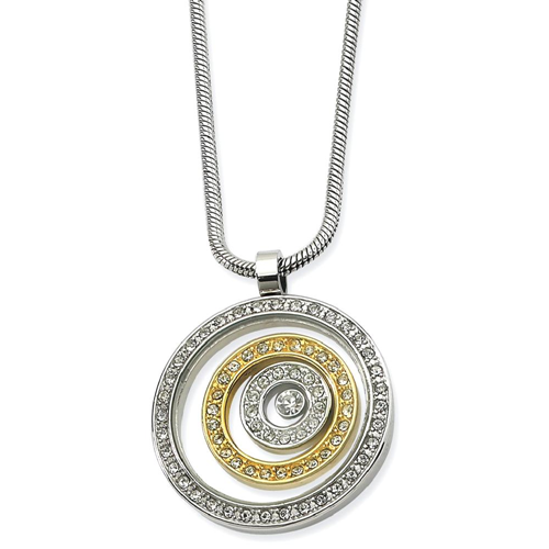 IceCarats Stainless Steel Yellow Plated Cubic Zirconia Cz Circle Pendant 20 Inch Chain Necklace