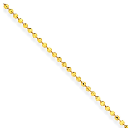 IceCarats Yellow Over Brass 2mm Plated Ball Chain Necklace 18 Inch Beadsed