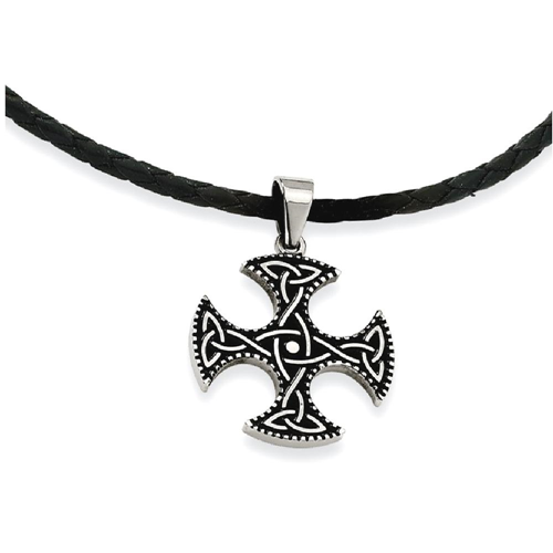 IceCarats Stainless Steel Enameled Irish Claddagh Celtic Knot Cross Religious Pendant 18 Inch Chain Necklace Crucifix