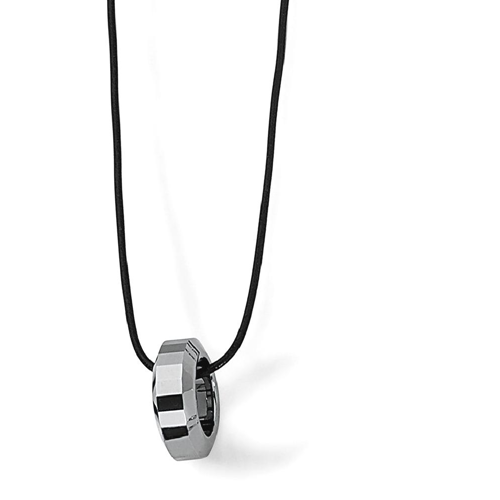 IceCarats Tungsten Leather Link Cord Chain Necklace