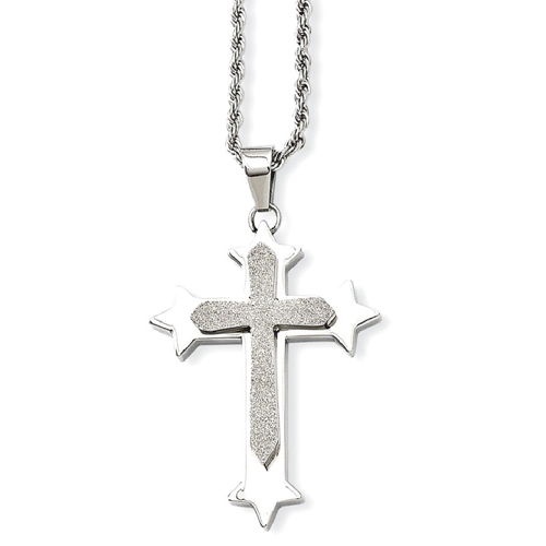 IceCarats Stainless Steel Cross Religious Pendant Chain Necklace Crucifix