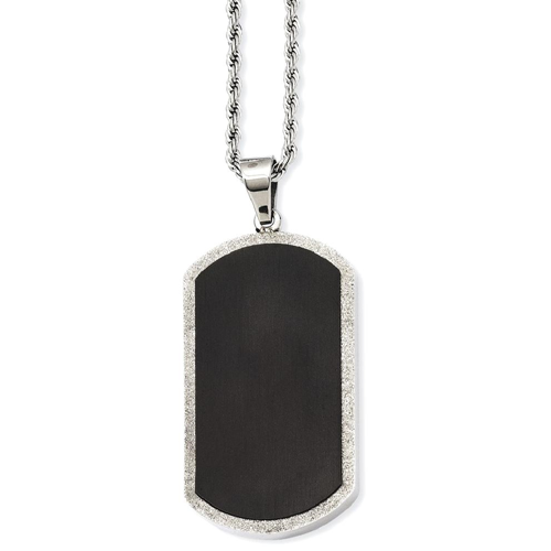 IceCarats Stainless Steel Black Plated Dog Tag Chain Necklace Dogtag