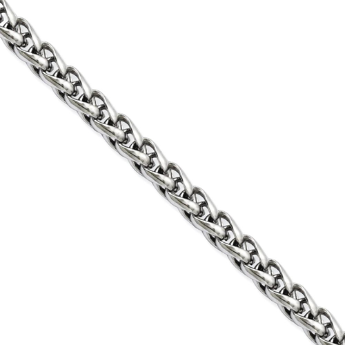 IceCarats Stainless Steel 5mm Link Wheat 22 Inch Chain Necklace Spiga