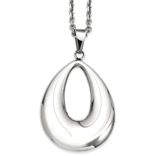 IceCarats Stainless Steel Teardrop Pendant Chain Necklace