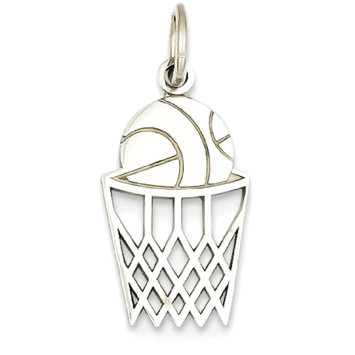 IceCarats 14k White Gold Basketball Pendant Charm Necklace Sport