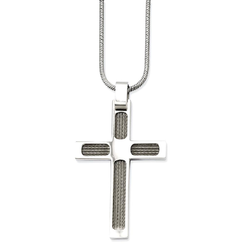 IceCarats Stainless Steel Wire Cross Religious Pendant Chain Necklace Crucifix