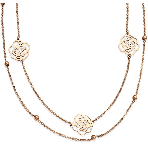 IceCarats Stainless Steel Pink Plated Flowers Extension Chain Necklace Floral