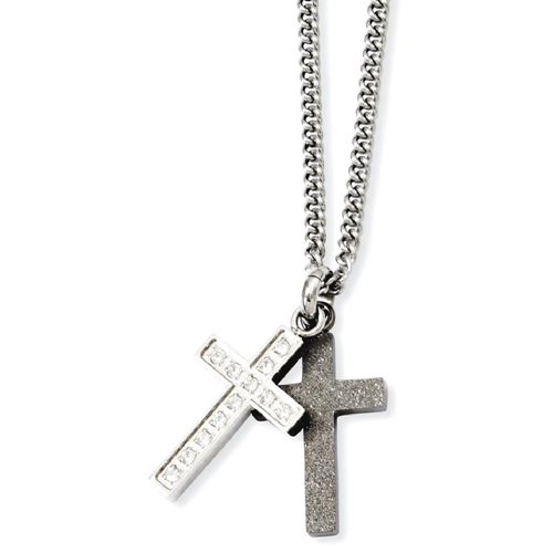 IceCarats Stainless Steel Cubic Zirconia Cz Crosses Pendant Chain Necklace Cross Crucifix