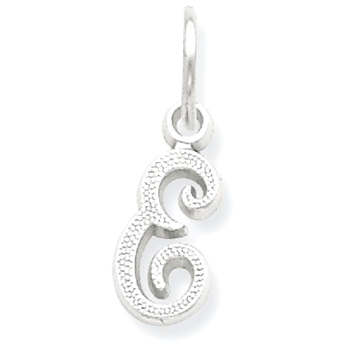 IceCarats 14k White Gold Casted Initial Monogram Name Letter E Pendant Charm Necklace