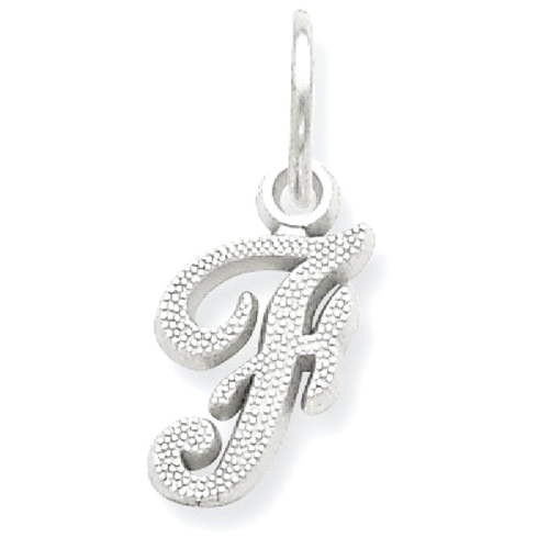 IceCarats 14k White Gold Casted Initial Monogram Name Letter F Pendant Charm Necklace