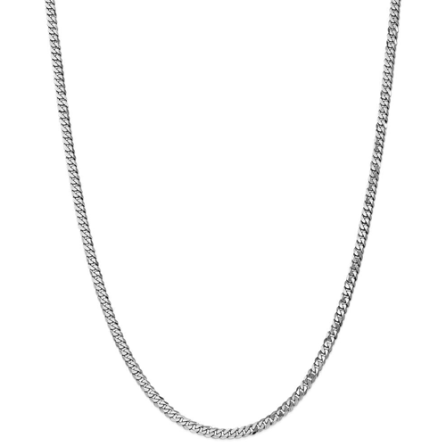 IceCarats 14k White Gold 3.2mm Flat Link Curb Necklace Chain Beveled