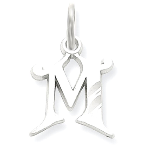 IceCarats 14k White Gold Initial Monogram Name Letter M Pendant Charm Necklace