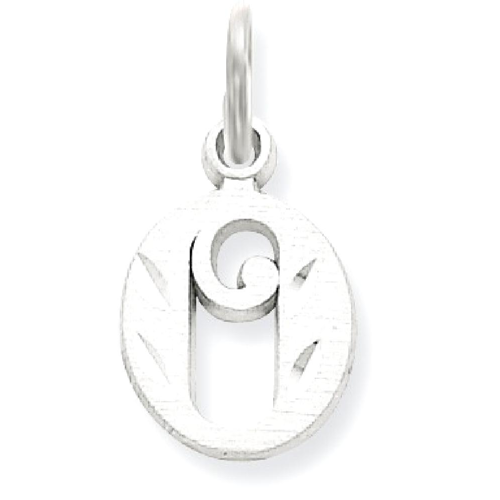 IceCarats 14k White Gold Initial Monogram Name Letter O Pendant Charm Necklace