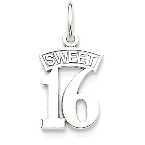 IceCarats 14k White Gold Sweet Sixteen Girl 16 Birthday Pendant Charm Necklace Special Day
