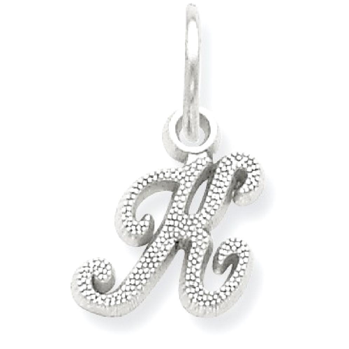 IceCarats 14k White Gold Casted Initial Monogram Name Letter K Pendant Charm Necklace