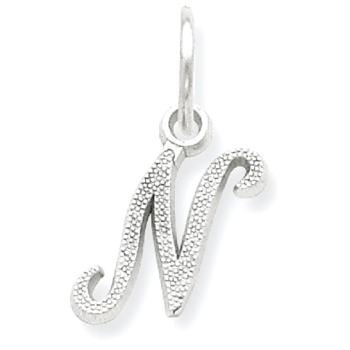IceCarats 14k White Gold Casted Initial Monogram Name Letter N Pendant Charm Necklace