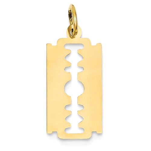 14k gold razor blade pendant