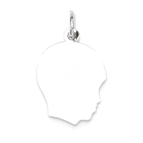 14k White Gold Plain Medium Facing Right Engravable Girl Charm