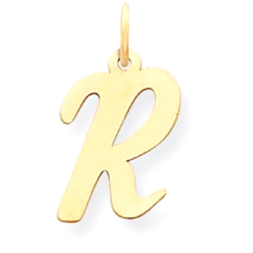 14k Yellow Gold Medium Script Initial R Charm 
