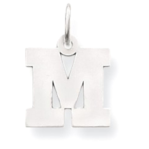 IceCarats 14k White Gold Small Block Initial Monogram Name Letter M Pendant Charm Necklace