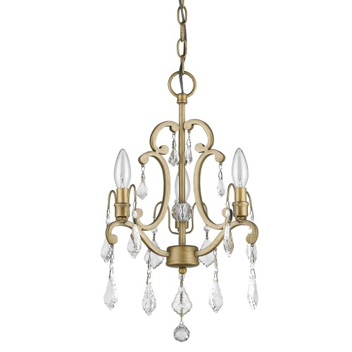 Claire 3-Light Antique Gold Chandelier with K9 Crystals